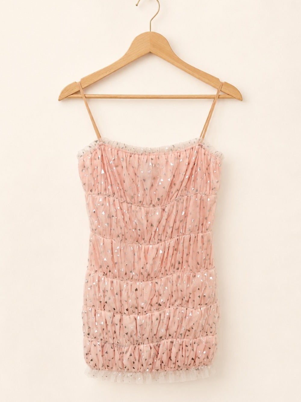 h:ours Bruno Pink Silver Hearts Mini Dress Size 0 NWT